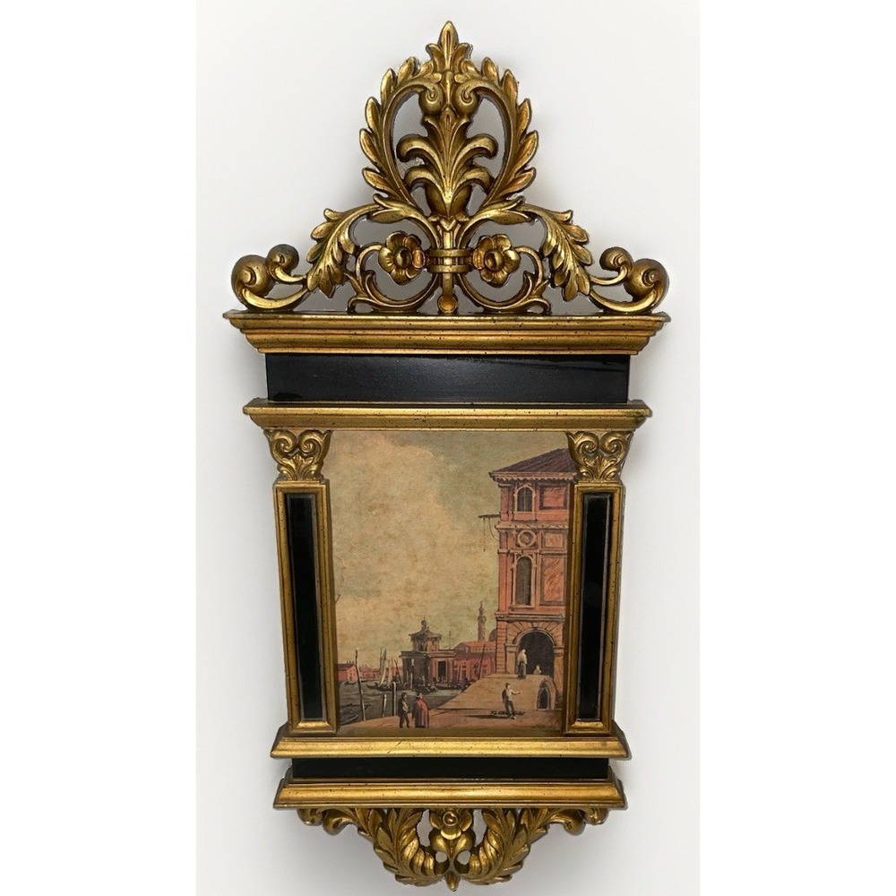 1966 Syroco "Doge's Palace" Print Black Framed Shirley Tattersfield Wall Art